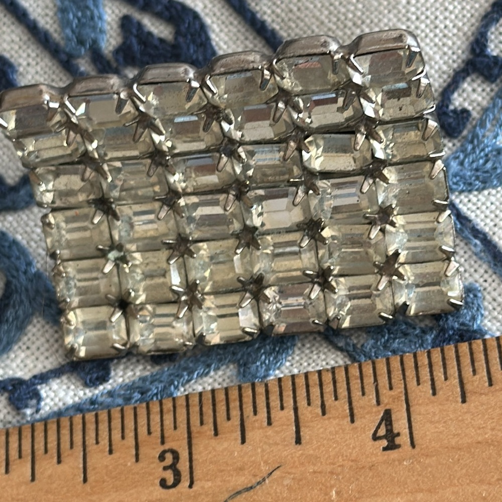 Vintage Shoe Buckles Large Rectangular Rhinestone… - image 4